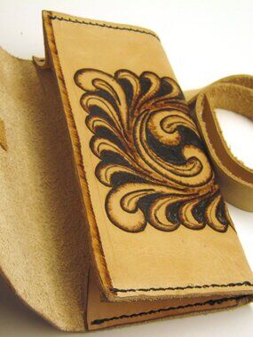 Pyrography on Leather, Simple Gusset Leather Clutch, Men & Women (Unisex)